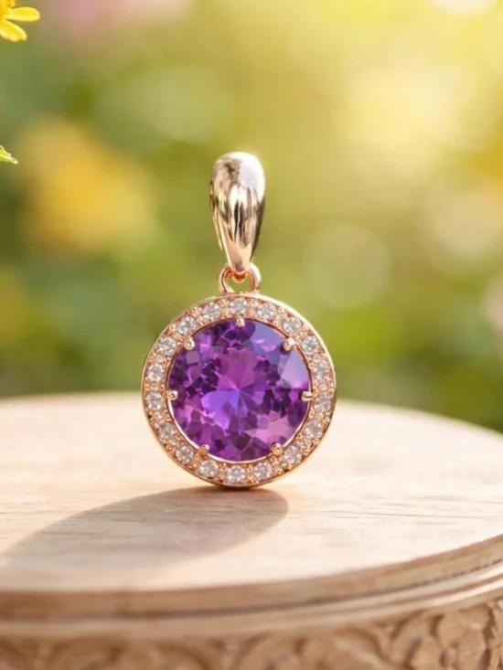 Color Change Alexandrite Pendant Sterling Silver or 18k Rose Gold Vermeil - Picture 2 of 11